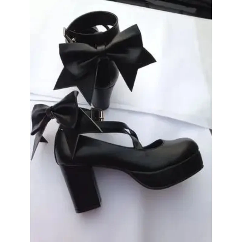 لعبة ماجيك مادوكا تأثيري أحذية مخصصة لوليتا زي الدعائم القوس عقدة الصنادل بولي Leather الجلود عالية الكعب الأميرة أحذية للنساء الفتيات #5