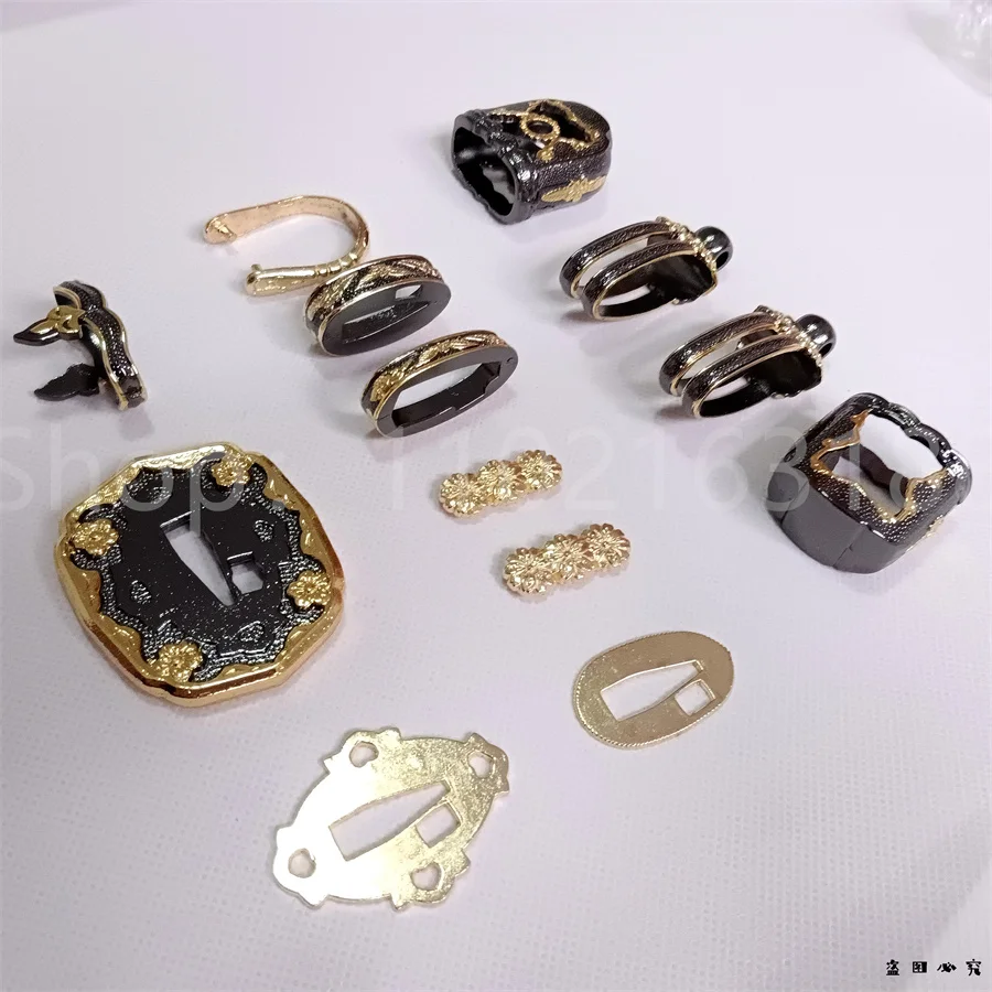 The whole set Alloy Sword Parts Tsuba Guard Habaki Seppa Fuchi Kashira Menuki Apply To Real Japanese Samurai Knife Fittings New