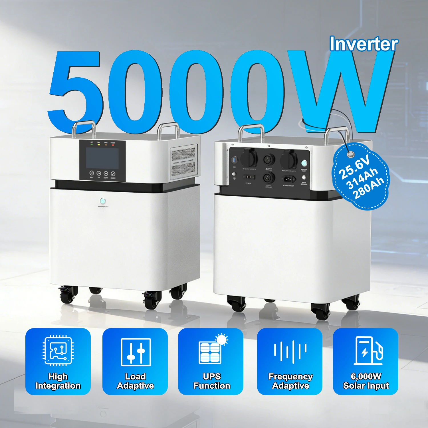 Plug And Play 5kwh 8kwh 15kwh 16kwh Lifepo4 Battery All In One Solar Generator 5kw 220v AC Output Moveable Power Station view 5
