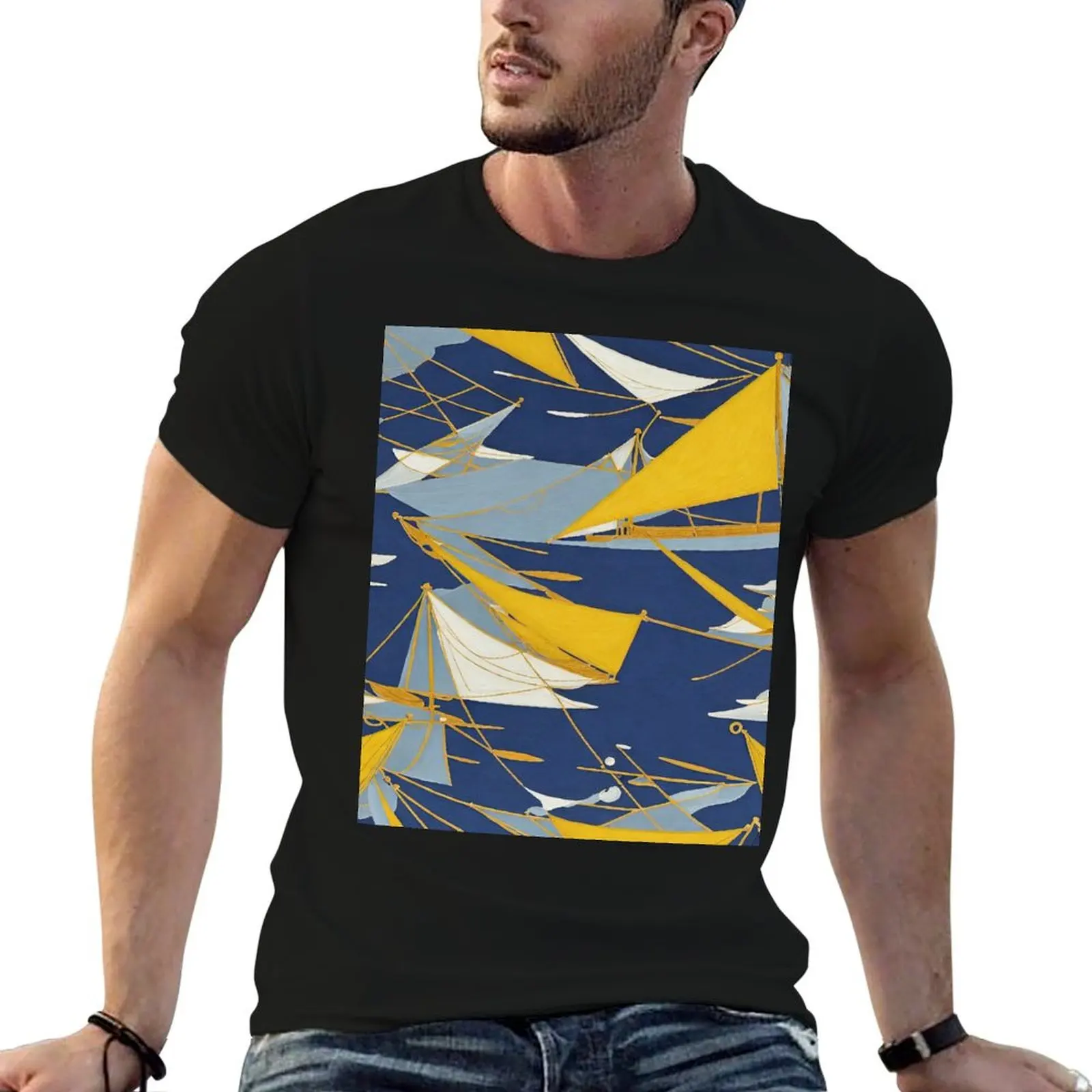 

Nautical Pattern Abstract Painting T-Shirt man t shirt summer t shirt for man 100 percent cotton T-Shirt