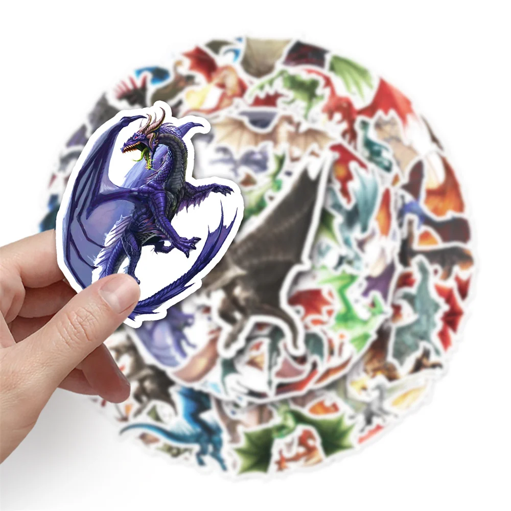 Evil Dragon Stickers for Scrapbook, Stationery, Laptop Craft Supplies, Cartoon Sticker, Vintage Scrapbooking Material, 50Pcs