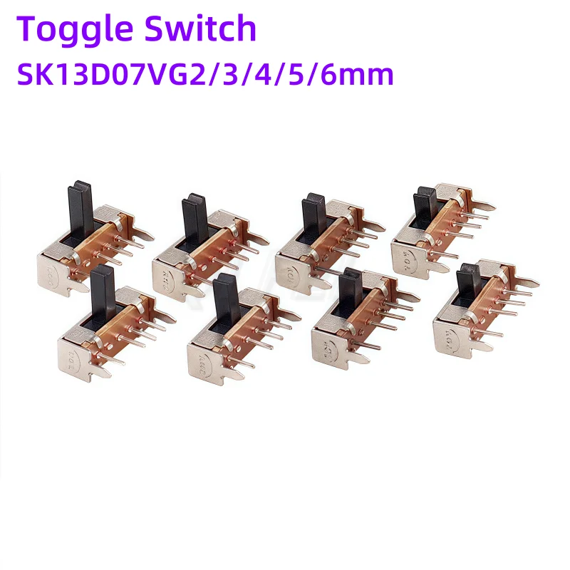 40pcs SK13D07 Toggle Switch SK13D07VG4 Handle High 2/3/4/5/6MM Horizontal Side Shift Right Angle 1P3T ON-OFF-ON Slide Switch
