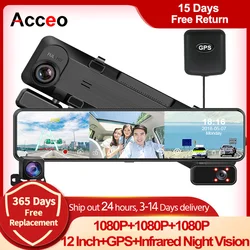 11.26-Inch 1080P In Car Camera Black Box Reverse 170 ° Wide-angle Dual Lens Video Recorder Supports GPS WIFI Android auto