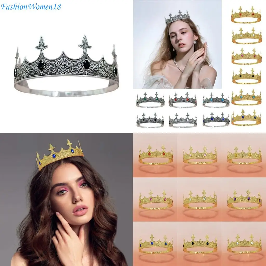 

Men's Vintage King Crowns Tiaras for Birthday Party and Costume Event Halloween Party Dressingup Crownpiece Headband 57BD