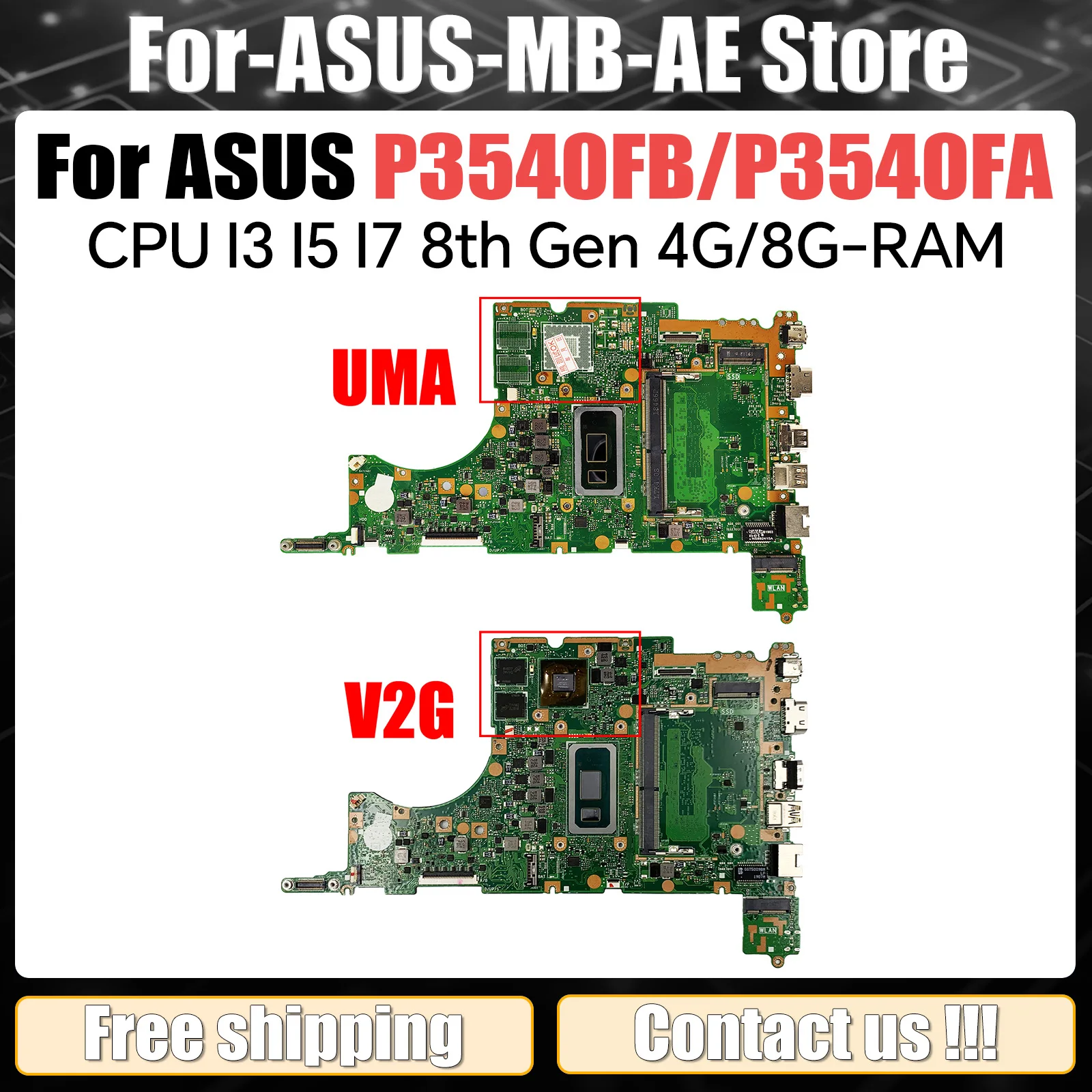 P3540FB Mainboard For ASUS PRO P3540F P3540FA PX574FB Laptop Motherboard CPU I3 I5 I7 8th Gen 4G/8G RAM 100% Test OK