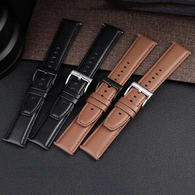 لهواوي ساعة Smartwatch GT5 GT4 GT3 عادية جلد البقر Lea-ther أشرطة ساعات اليد 46 مللي متر الهاتفي الرجال جلد العجل الإفراج السريع سوار 22 مللي متر