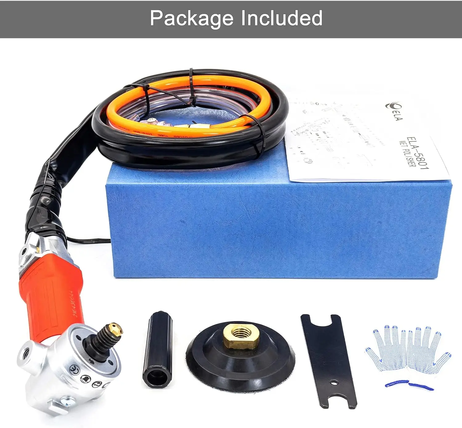 Air Stone Polishers 4 Inch Pneumatic Water Grinders Air Powered Wet Sander with Rear Exhaust 5500 Rpm for Granite Marble Concret