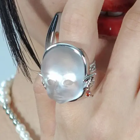 Baby Face Justerbar Ring Öppna Ringar Mode Virkade Fingerlegering Material Y2K Ringar Smycken Present För Kvinnor Flickvän Partihandel 10 best sales finurliga smycken - №3