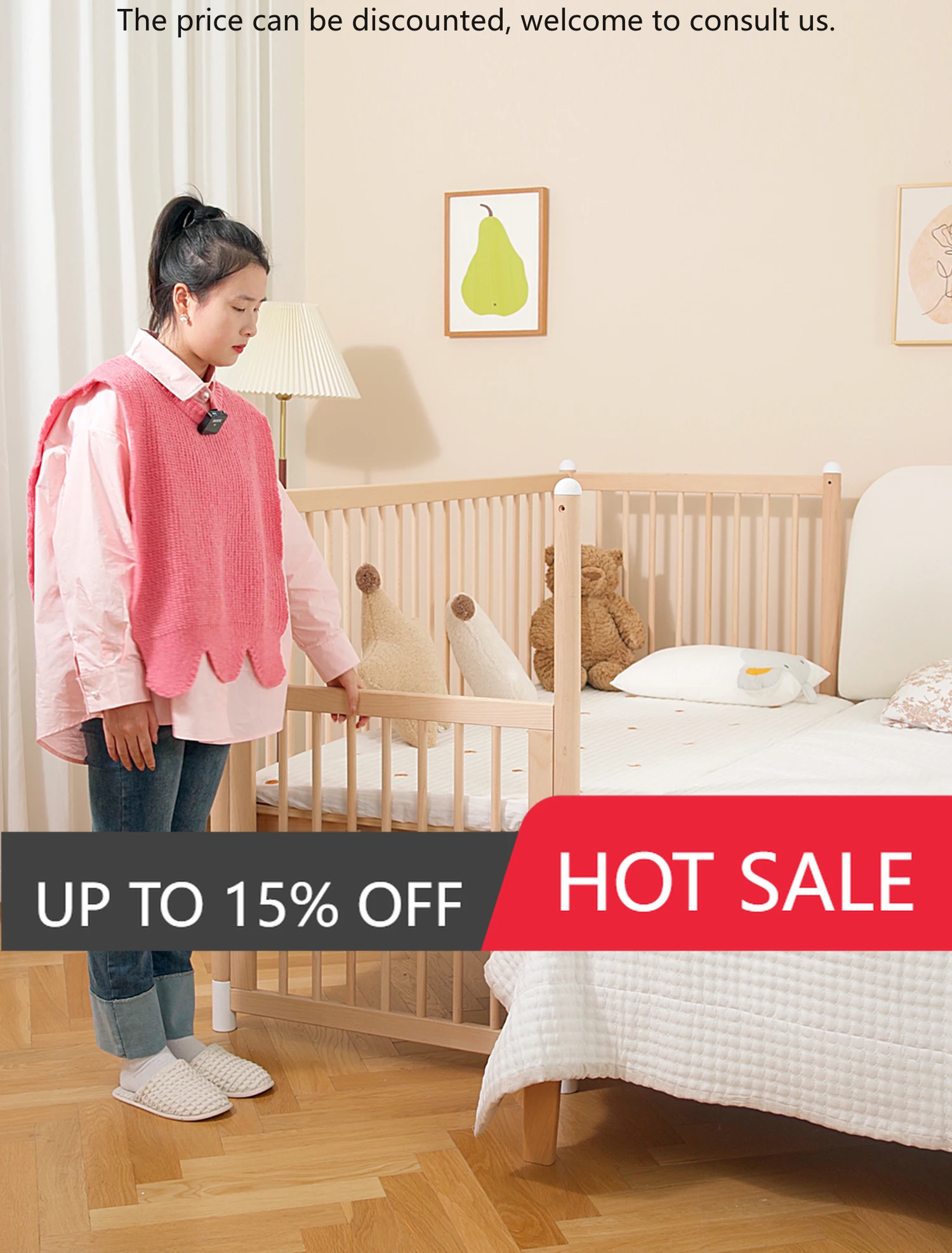 

Tested Wooden Crib With Machine Washable Cover Convertible Wooden Crib Low MOQ Convertible Solid Wood Baby Crib