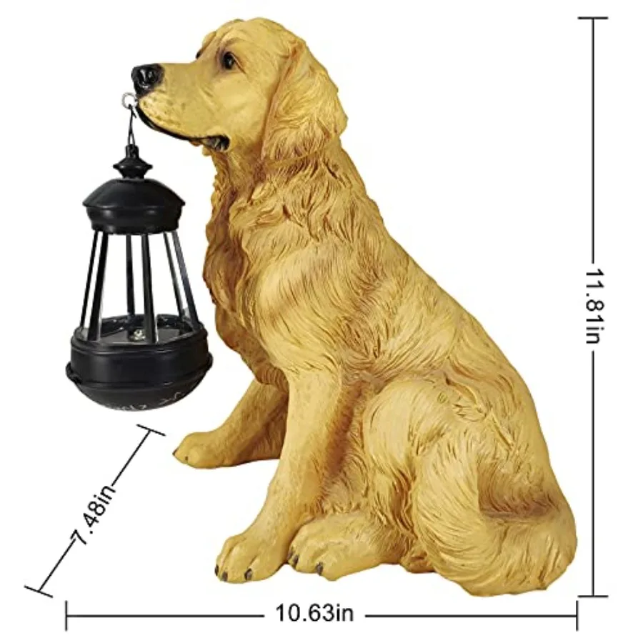 Statue Outdoor with Solar Led Home Garden Decoration Windproof Lamp Realistic Dog Decor andLED