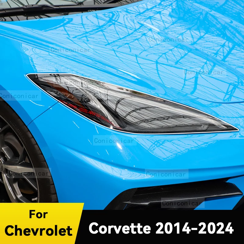 

For Chevrolet Corvette 2014-2024 Car Headlight Protective Cover Film Front Light Transparent TPU Headlamp Accessories Sticker