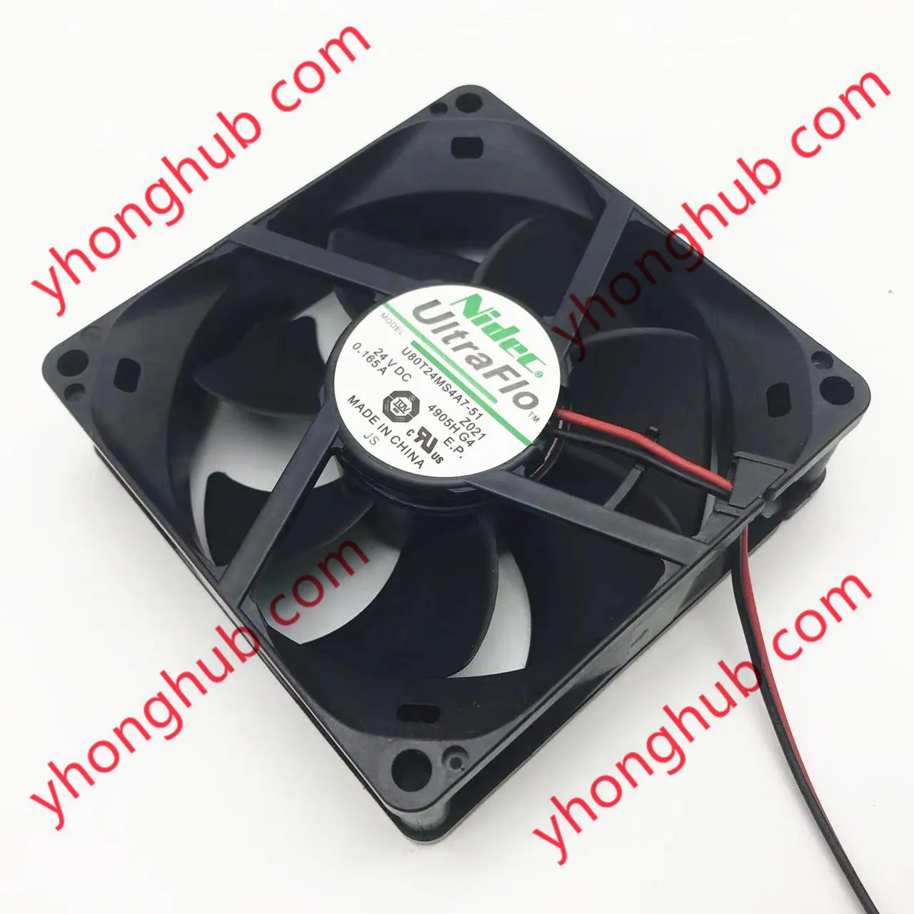 

Nidec U80T24MS4A7-51 DC 24V 0.165A 80x80x25mm 2-Wire Server Cooling Fan