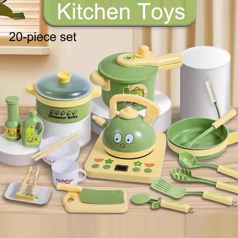 

Pretend Cooking Playset with Play Pots, Pans,Utensils,Cookware Toys，Educational Learning Gift for Boy Girl