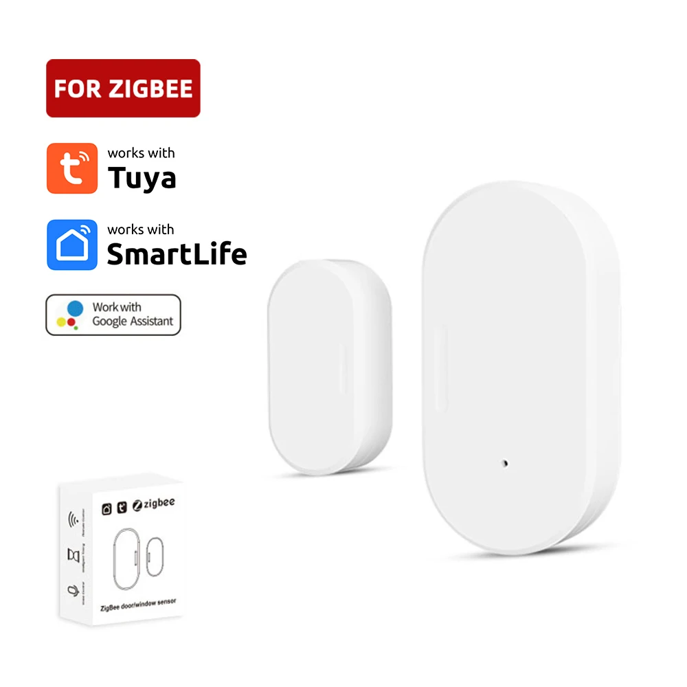 Tuya Zigbee-Sensor Inteligente de Portas e Janelas, Detector de Portas Abertas e Fechadas, Controle de Aplicativos, Alexa, Google Home, Smart Life, 3.0