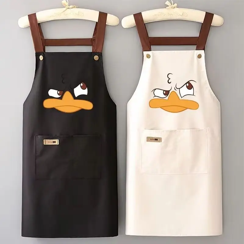 

Waterproof Kitchen Apron With Pockets Restaurant Fruit Pattern Apron Unisex Apron Kitchen Cleaning Duck Printing Brief Uniforms