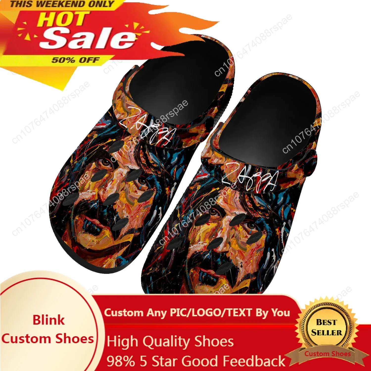 

Frank Zappa Rock Music Home Clogs Custom Water Shoes Mens Womens Teenager Shoe Garden Clog Breathable Beach Hole Slippers Black