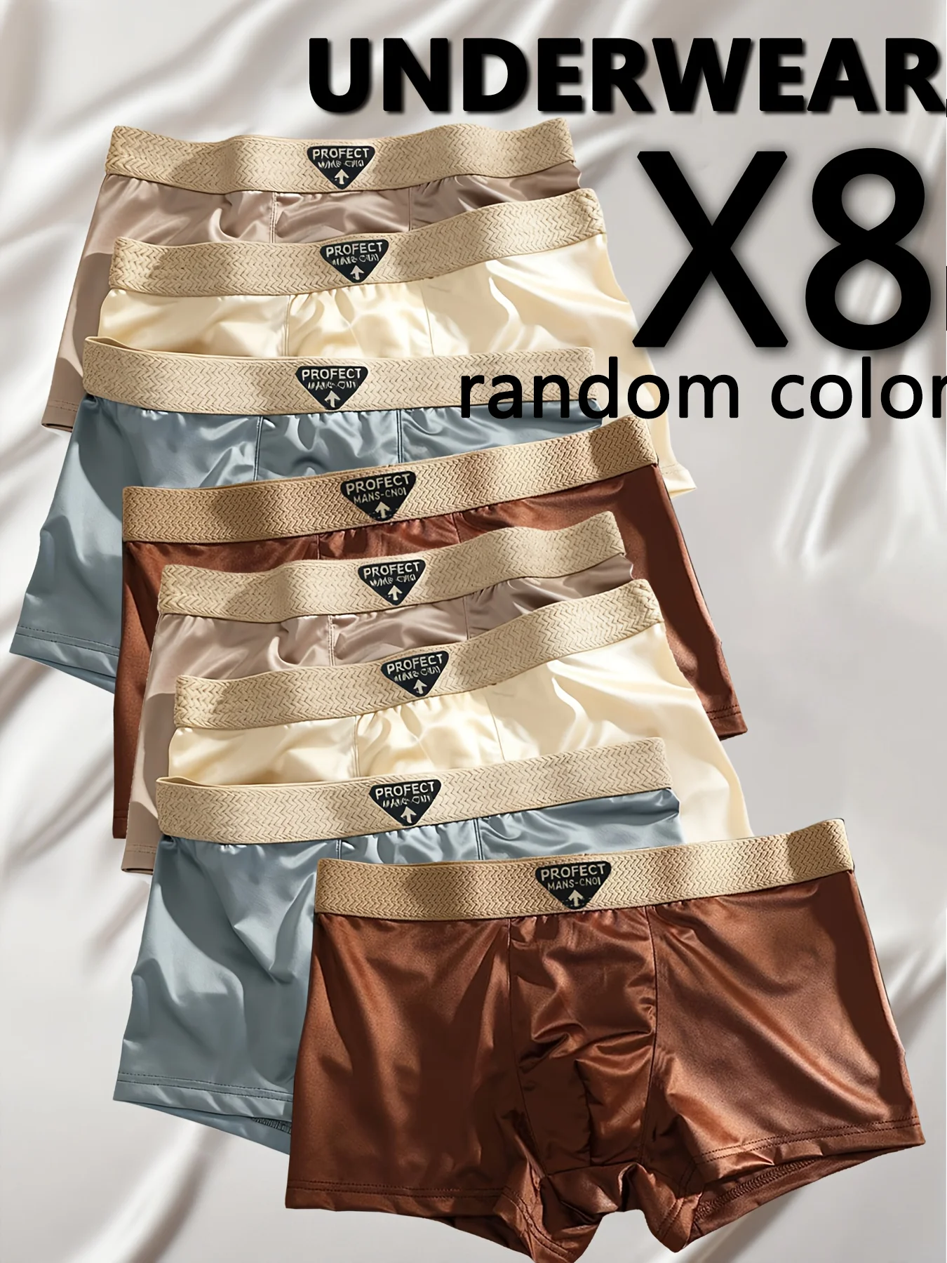 

8 шт. однотонное мужское нижнее белье из ледяного шелка, дышащие ультратонкие удобные трусы для мужчин