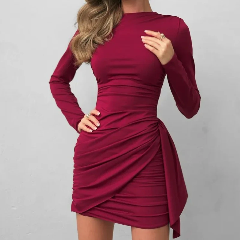 

2025 New Pleated Hip-wrapped Dress Short Skirt