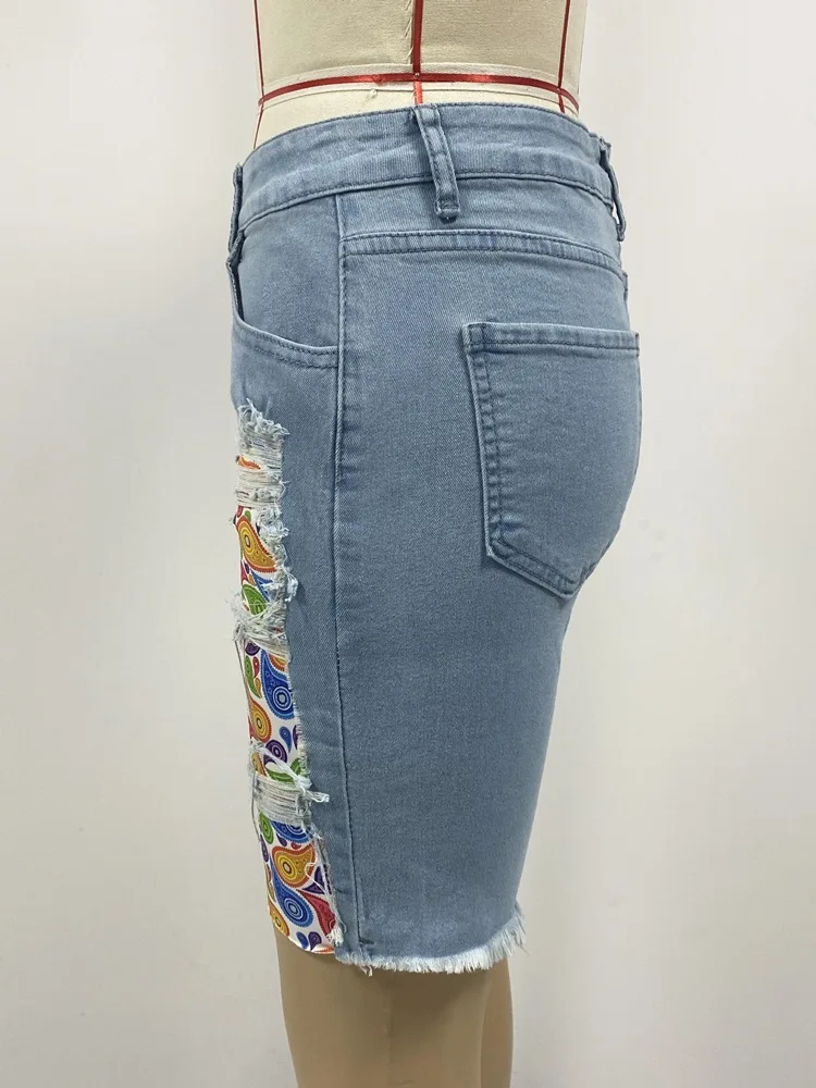 Y2k Streetwear Denim Shorts Women Harajuku Short Jeans High Waist Elastic Chic Hole Vintage Tassel Shorts Slim New