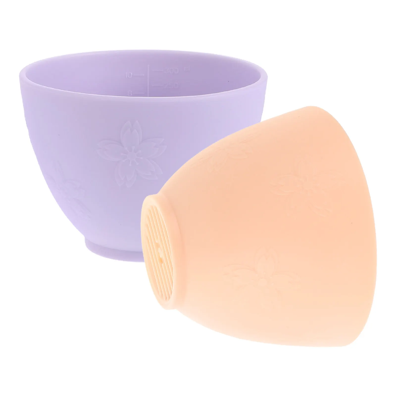 2Pcs Silicone Face Mask Bowl Soft Cherry Blossom Pattern for DIY Skincare Mixing Mud Mask Application Beauty Tool Home Spa