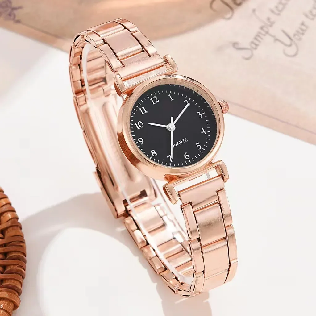 Reloj de lujo para Mujer, elegante correa de acero, relojes de cuarzo, esfera redonda a la moda, relojes de pulsera para Mujer, Reloj de regalo para