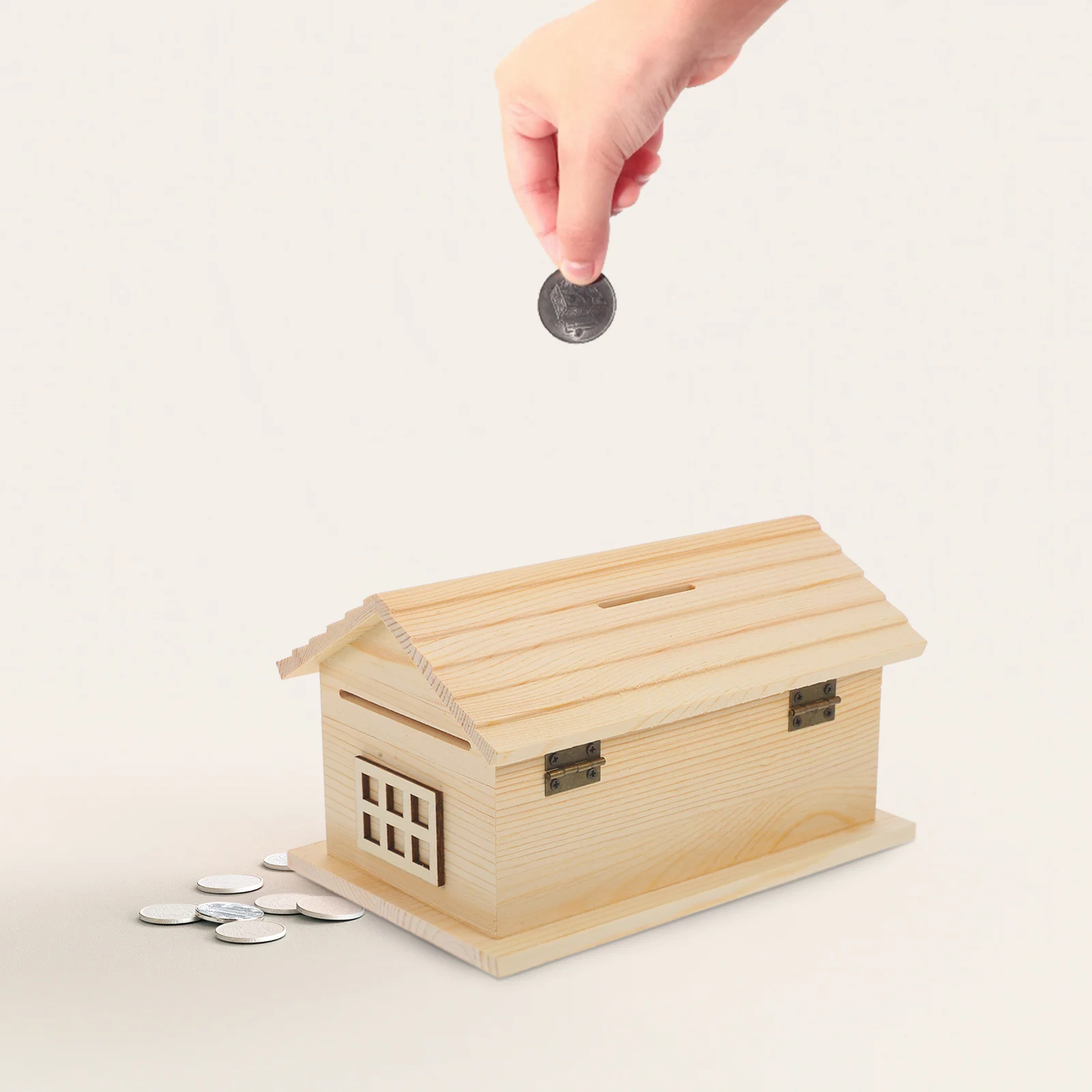 

Unfinished Pine Wood Piggy Bank Diy Kids Wooden House Shape Saving Box For Children Coin Bank Decorative Craft Home