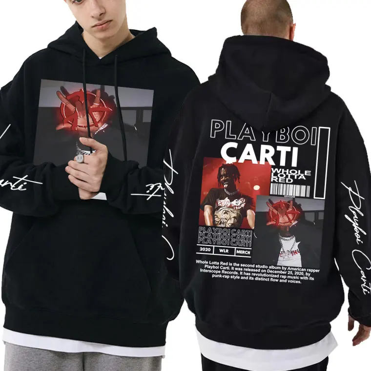 

Rapper Playboi Carti Whole Lotta Red Graphic Print Hoodie Men Oversized Hoodies Men's Clothing Male Hip Hop Vintage Sweatshirt