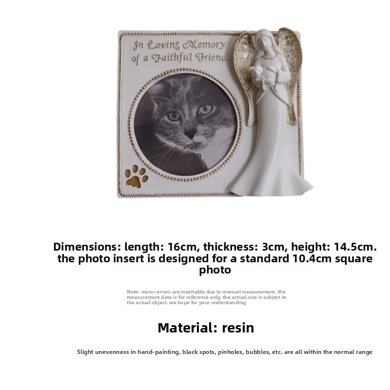 Home Ornament Angel Girl Blessing Cat Relief Retro 6 Inch Photo Frame Table Commemorative Picture Frame Ornament Gift Room Decor