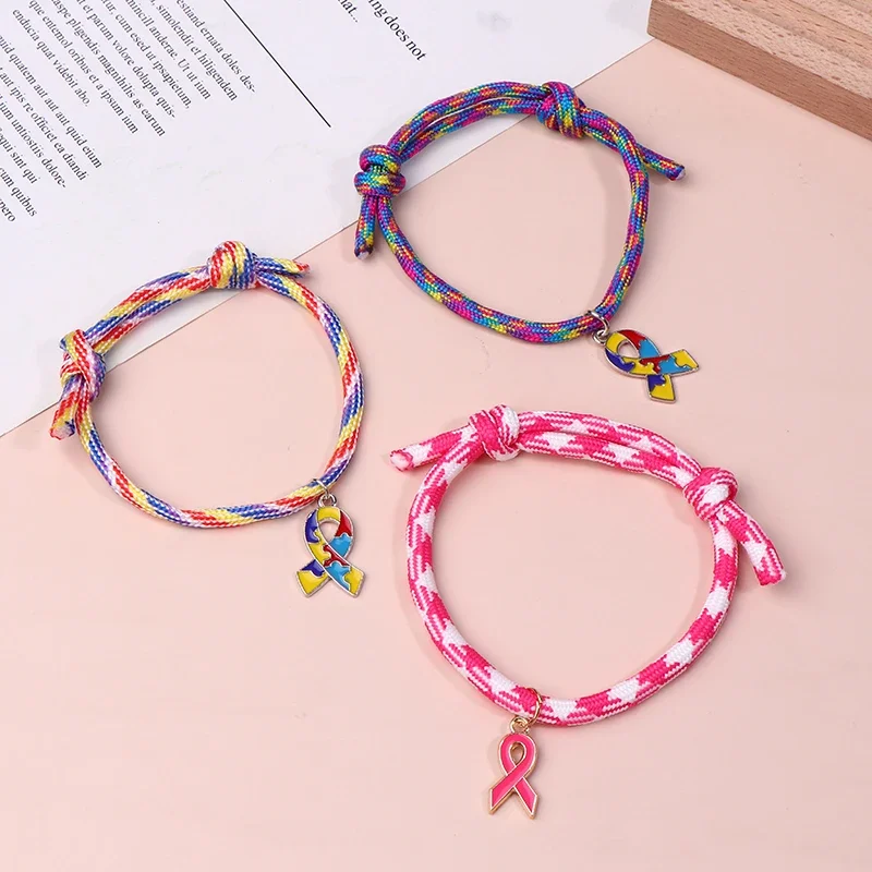 

Головоломка с подвесками для осведомленности об аутизме, красочная веревка, регулируемые ювелирные изделия, подарок, Прямая доставка