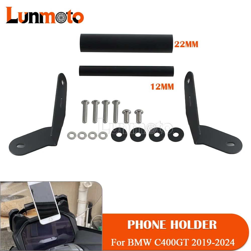 

For BMW C400GT C400 GT C 400GT 2019-2024 Phone Holder GPS Mount 12mm 22mm Motorcycle Navigation Bracket Handlebar Extension Kit