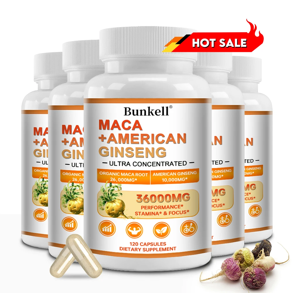 Maca + American Ginseng Supplement, Replenish Energy, Promote Focus and Sharpness, Support Immune System, Gluten Free