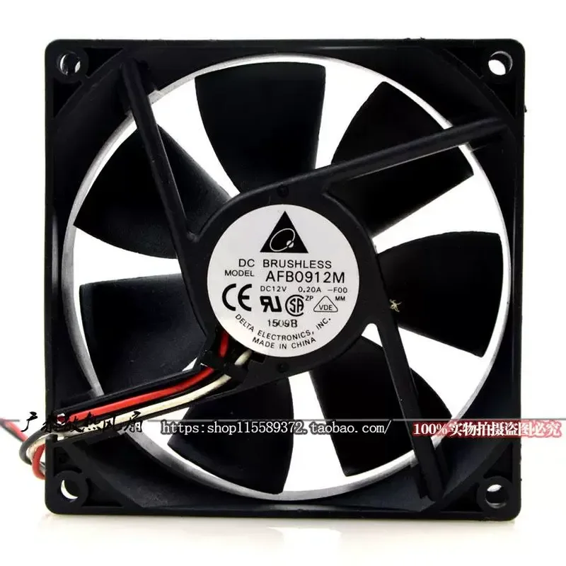 Delta AFB0912M 12V 0.20A 90mm 3-Wire Silent Chassis Power Supply Cooling Fan for Computer Server Cabinet