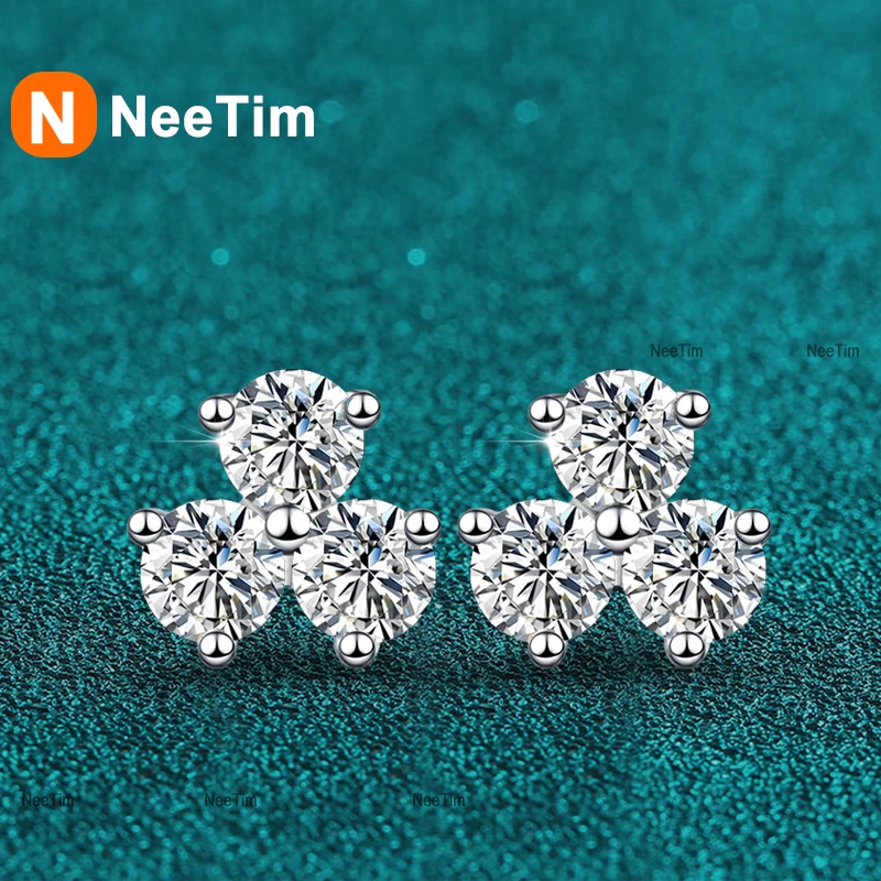 

NeeTim 3 мм все серьги с муассанитом, женские свадебные изысканные украшения из стерлингового серебра 925 пробы с позолоченными серьгами-гвоздиками, женские серьги