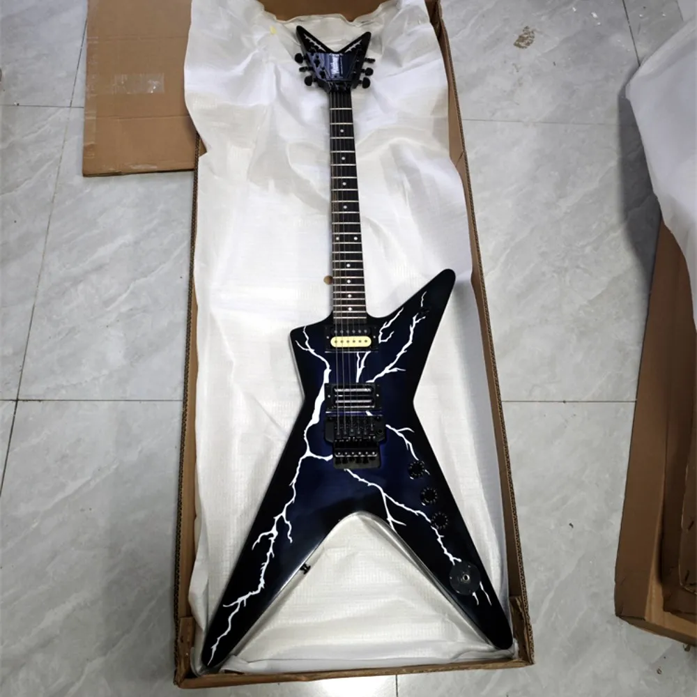 Dimebag Darrel ML Shaped Electric Guitar With Black Panel White Lightning