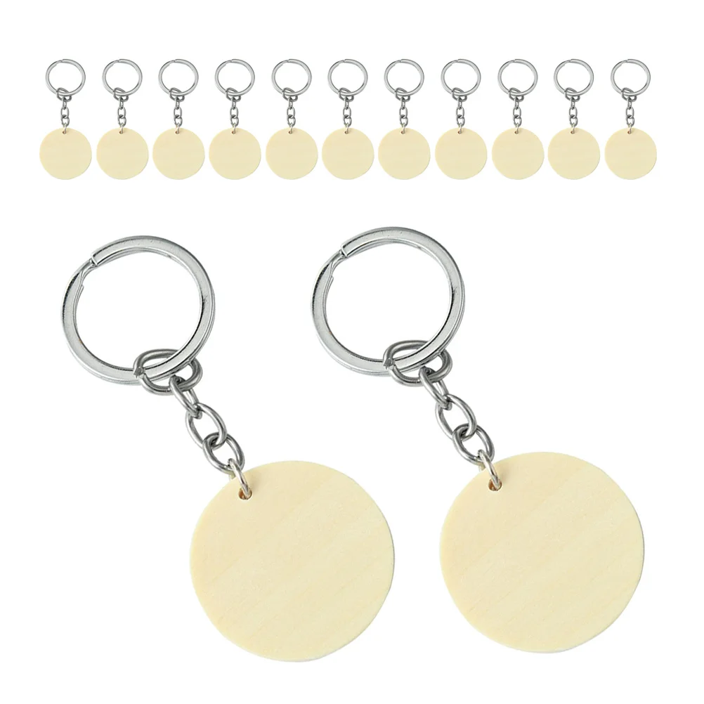 

1 set Blank Round Wood Keychain Blanks Unfinished Diy Craft Supplies For Jewelry Making Natural Wooden Charms Bulk Aesthetic