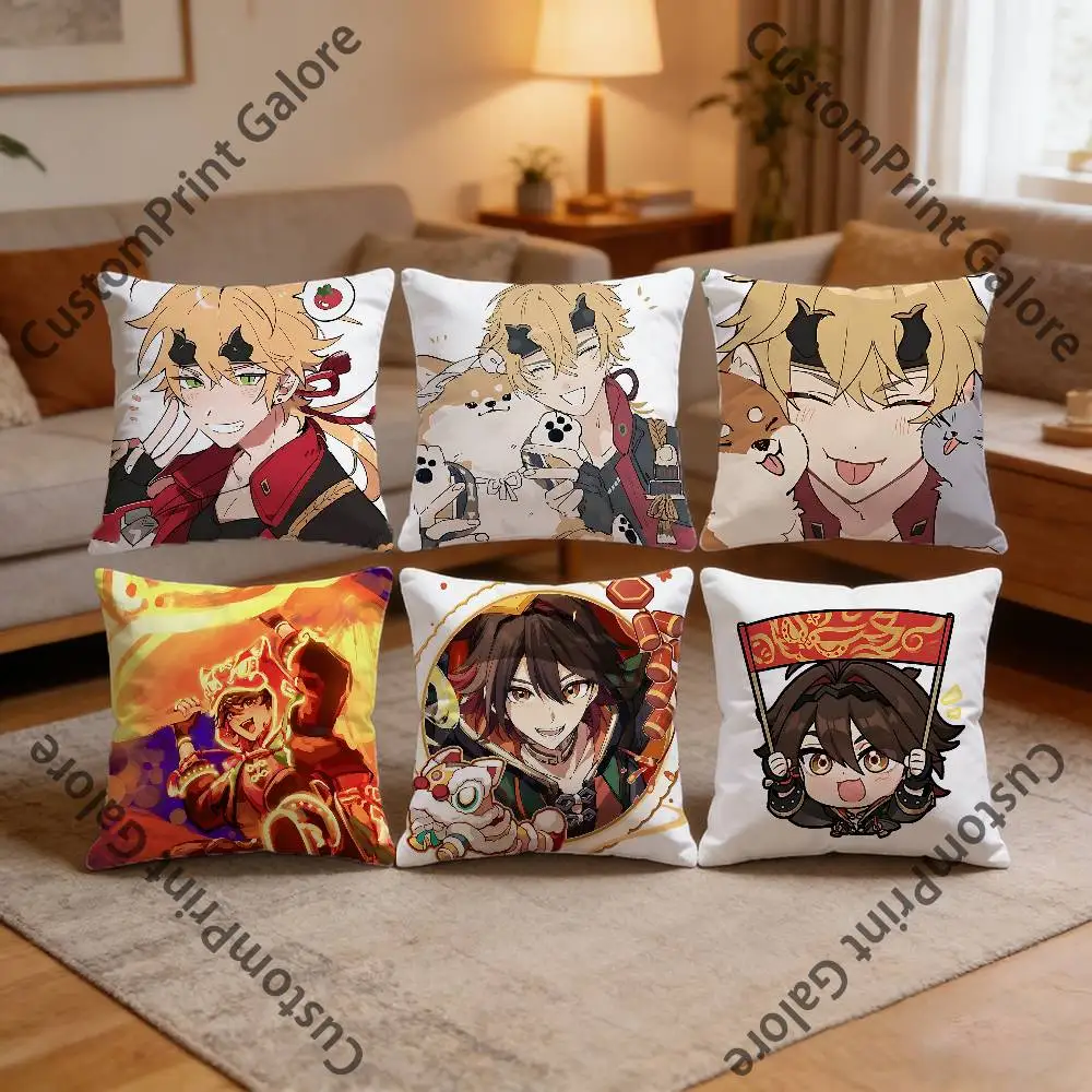 

Gaming Genshin Impact Square Throw Pillow Cover Multiple Sizes Soft for Sofa Bedroom Living Room Home Decorative