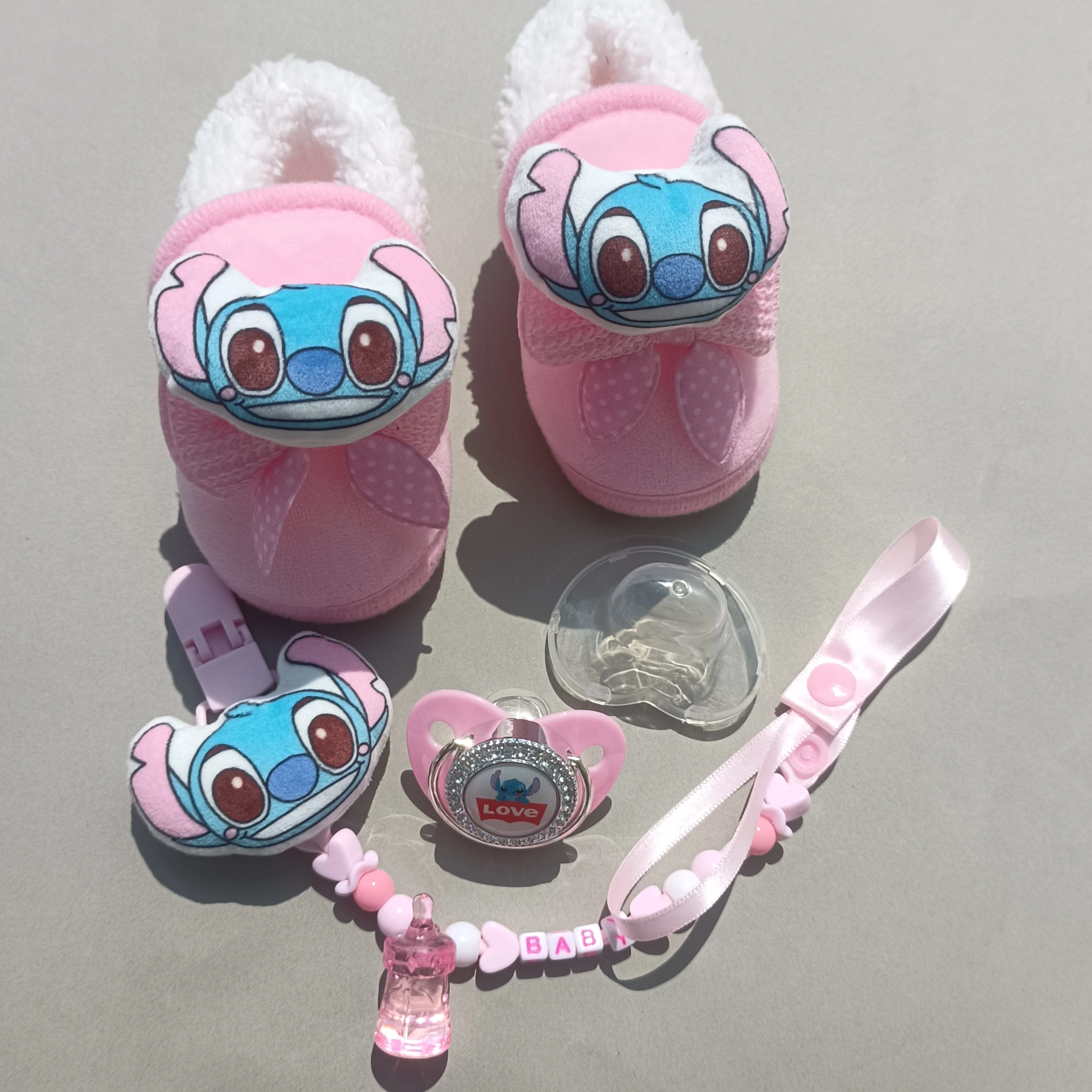 Disney Newborn Baby Stitch Add Cotton in Autumn and Winter Shose Newborn Baby Socks Toddler Boots and Pacifiers Leashes & Cases