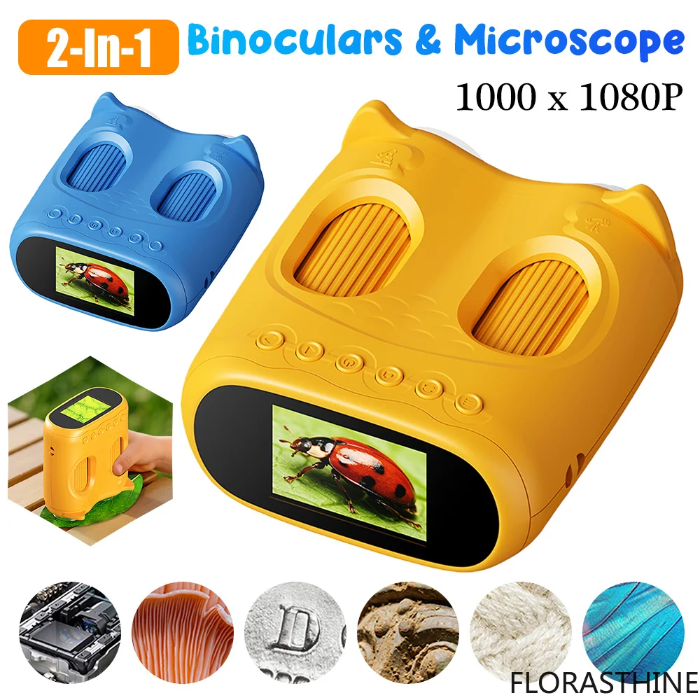 Microscope and Telescope 2 in 1 Kids Optical Educational Camera 2MP HD Microscope Camera 1000x Magnification Christmas Gifts