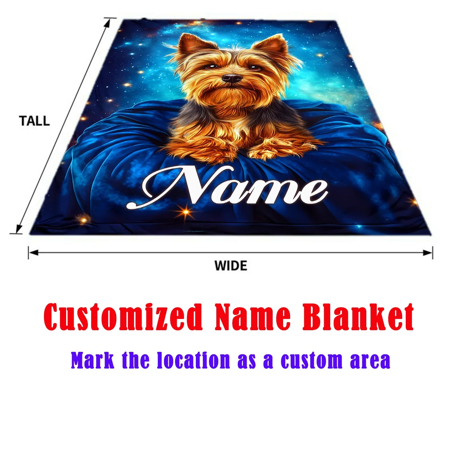 Customization Personalized Yorkshire Terrier Flannel Blanket – Soft, Lightweight Throw With Starry Night Design For Sofa, Bed, O