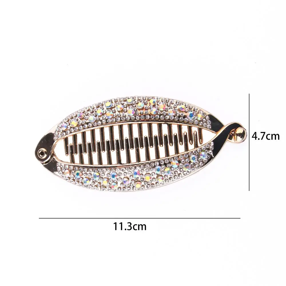 Fashion Elegant Barrettes Banana Clips Women Rhinestone Hair Claws Hairpins Hair Clips Fish Clip