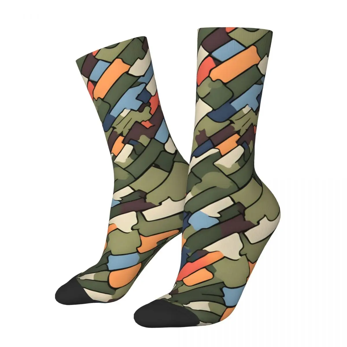 Vintage Color Stick Camouflage Men's compression Socks Unisex Harajuku Seamless Printed Novelty Crew Sock