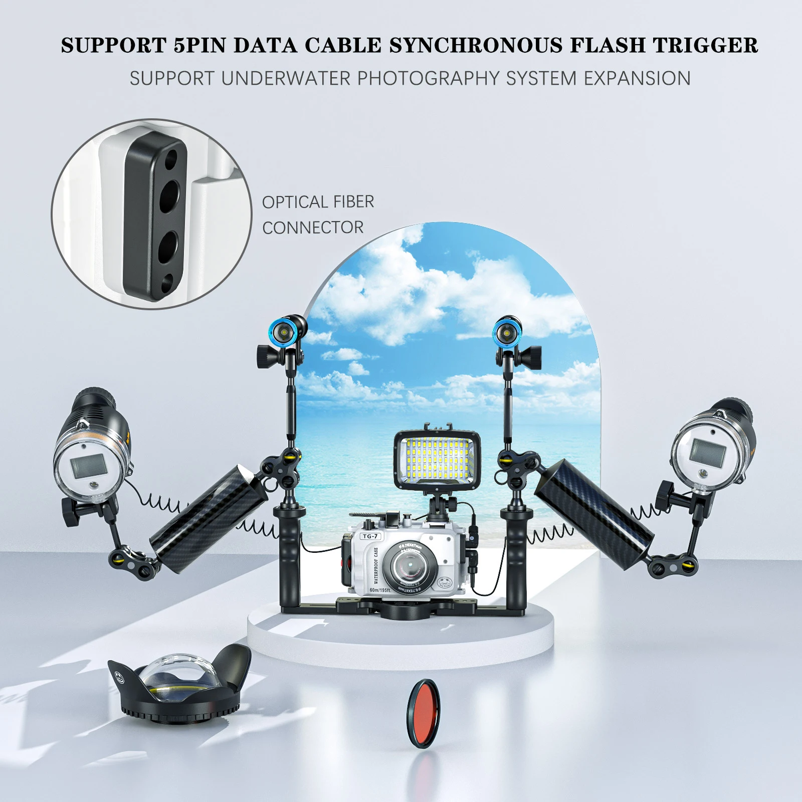 Seafrogs New Arrival 60 Meters Waterproof Camera Housing for Olympus Tough TG-7 Camera Professional Diving Photography Case Tg7