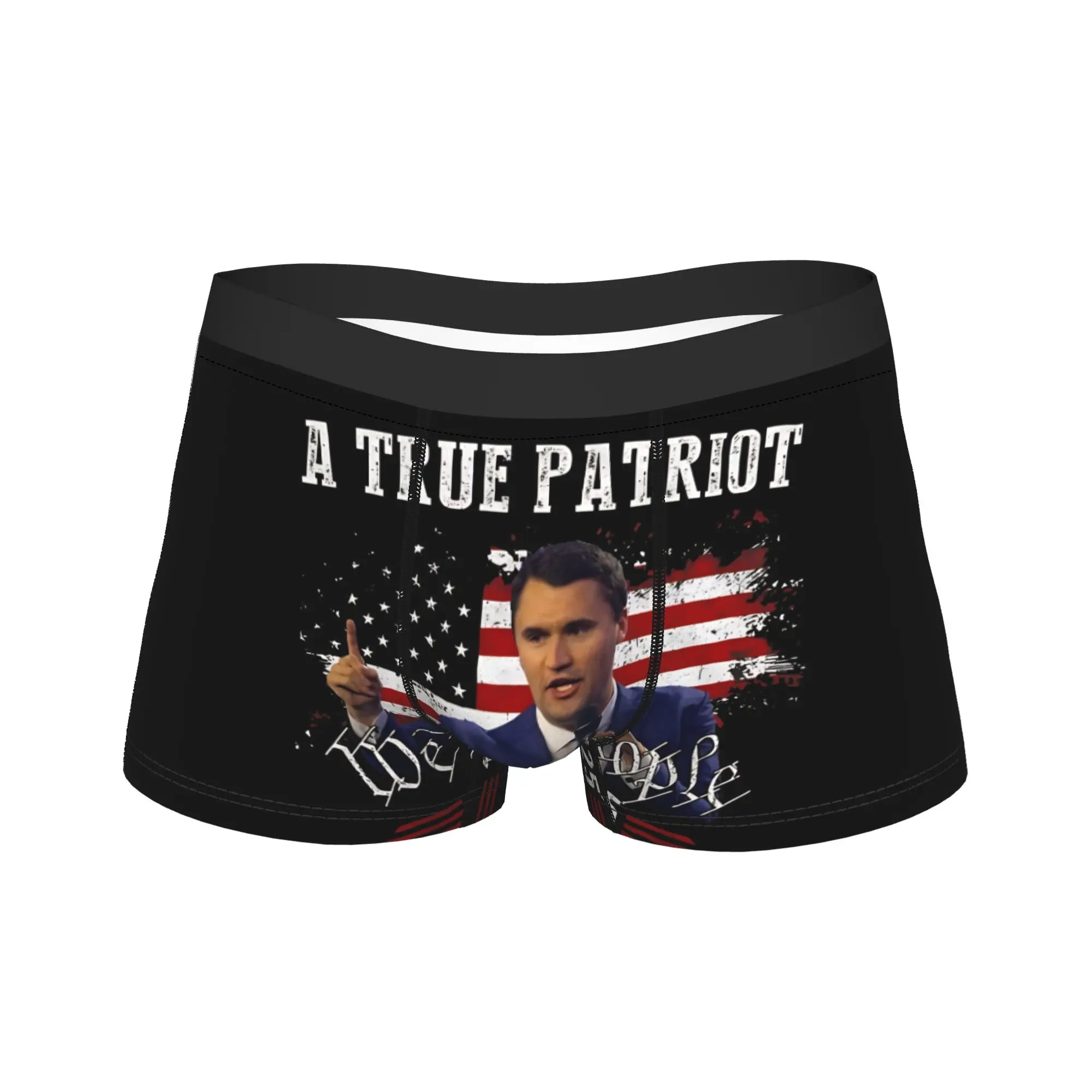 

Charlie Kirk True Patriot 1993-2025 Rip Memorial American Flag Underwear Men Panties Boxershorts Trenky Boxer Brief Plus Size