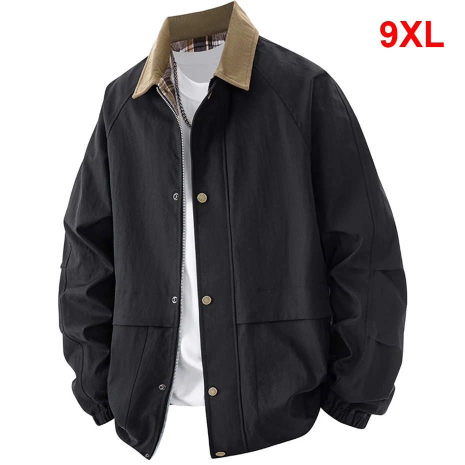 9XL 8XL Plus Size Jacket Coat Men Spring Autumn Turndown Collar Jacket Fashion Casual Coat Male Big Size 9XL