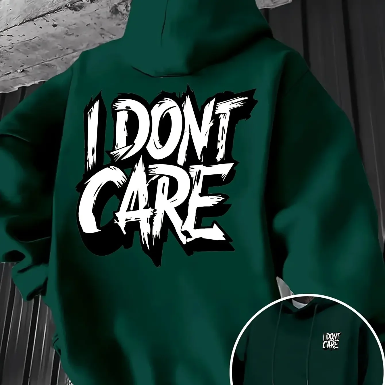 Men Women I Don't Care Graffiti Letter Hoodie Oversized Warm Hooded Sweatshirt Pocket Streetwear Hip Hop Long Sleeve Pullover