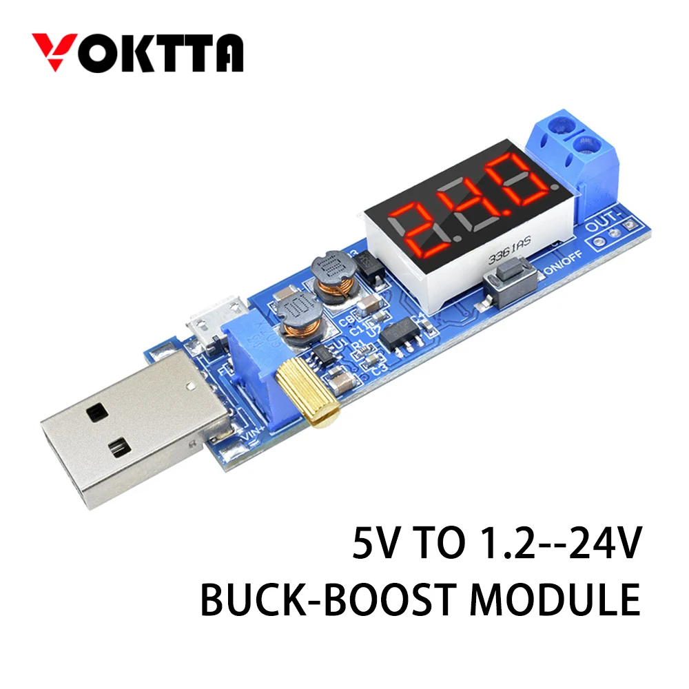 DC-DC Power Supply Module USB Buck Boost Converter Module 5V to 3.5 V/12V Adjustable Pulse Damper Converter 1.2V-24V Micro USB