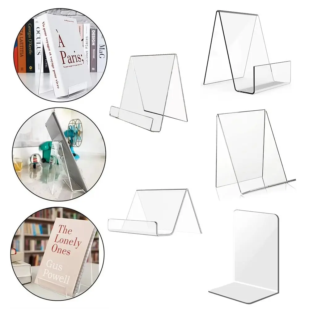 Minimalist Acrylic Book Holder Multi Functional Portable Bookend Transparent Book Stand Desktop Use