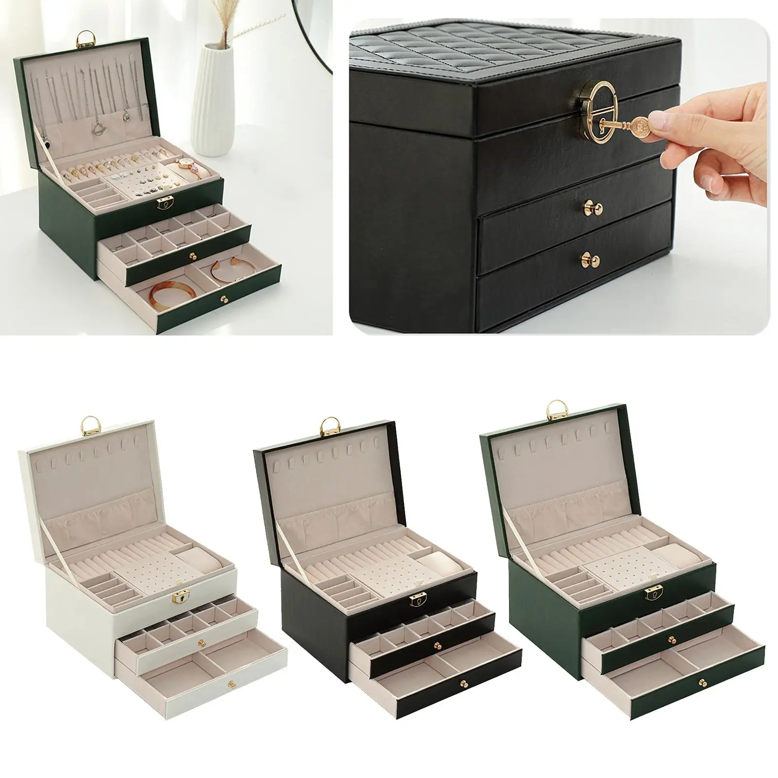 Jewelry Organizer Vintage Display Storage Case Box for Travel Necklace Women