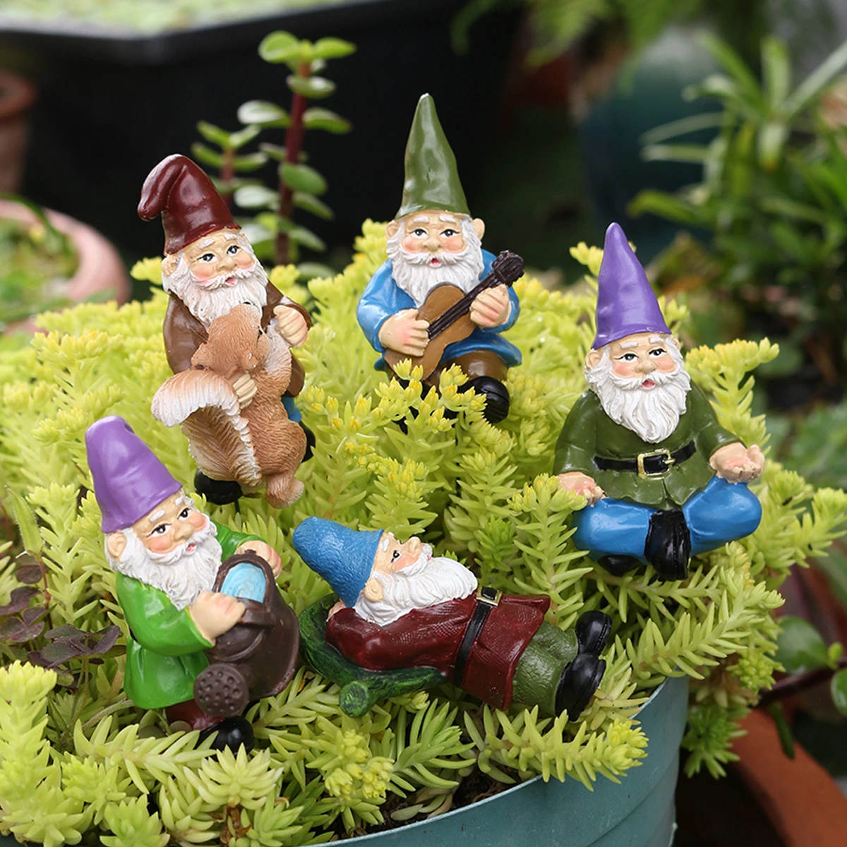 

5pcs interesting resin dwarf goblin statues, creative garden lawn courtyard decoration