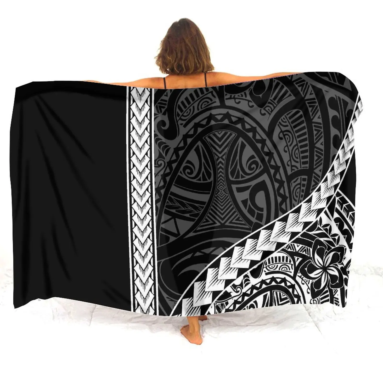 Polynesian Floral Pattern Printed Women'S Sarong Sarong Apron Customizable Pattern Soft Fabric, A Must-Have For Summer